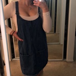 Denim overall with cute pink shirt (Size small)